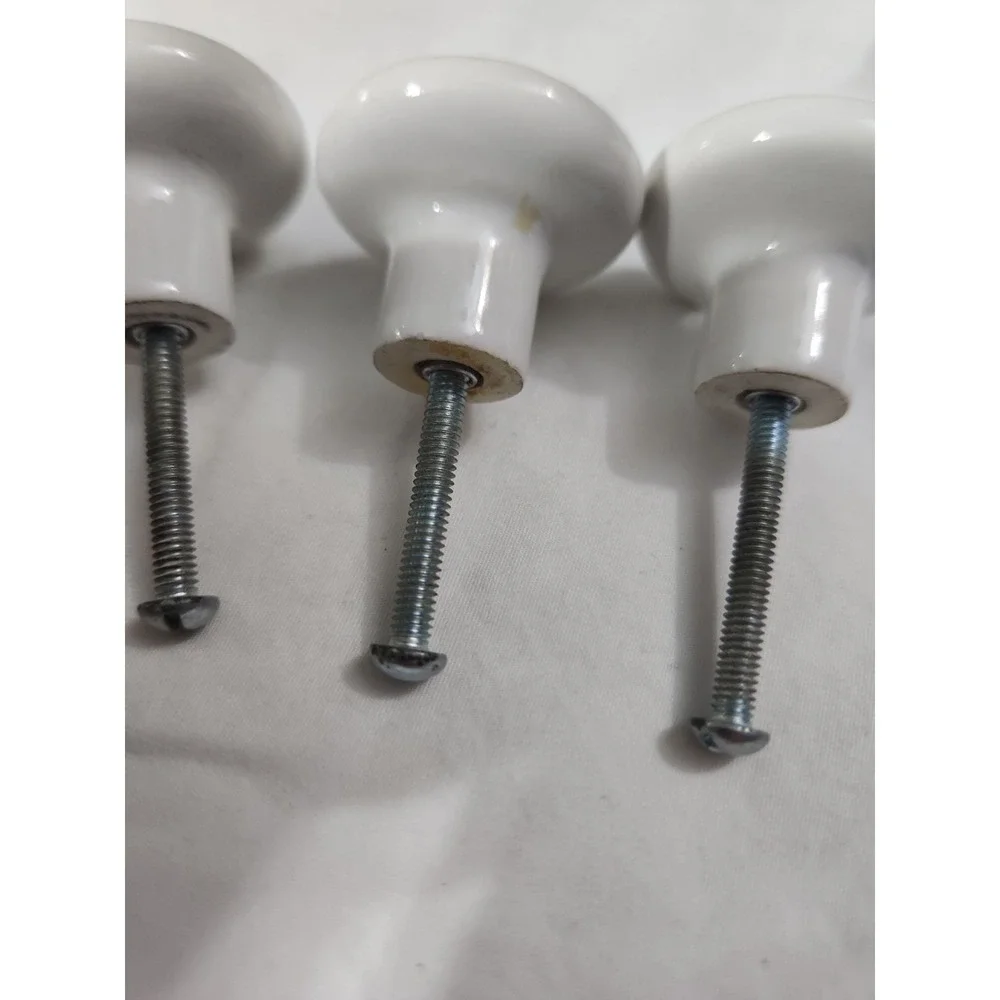 White Ceramic Drawer Or Cupboard Pulls Set Of Five